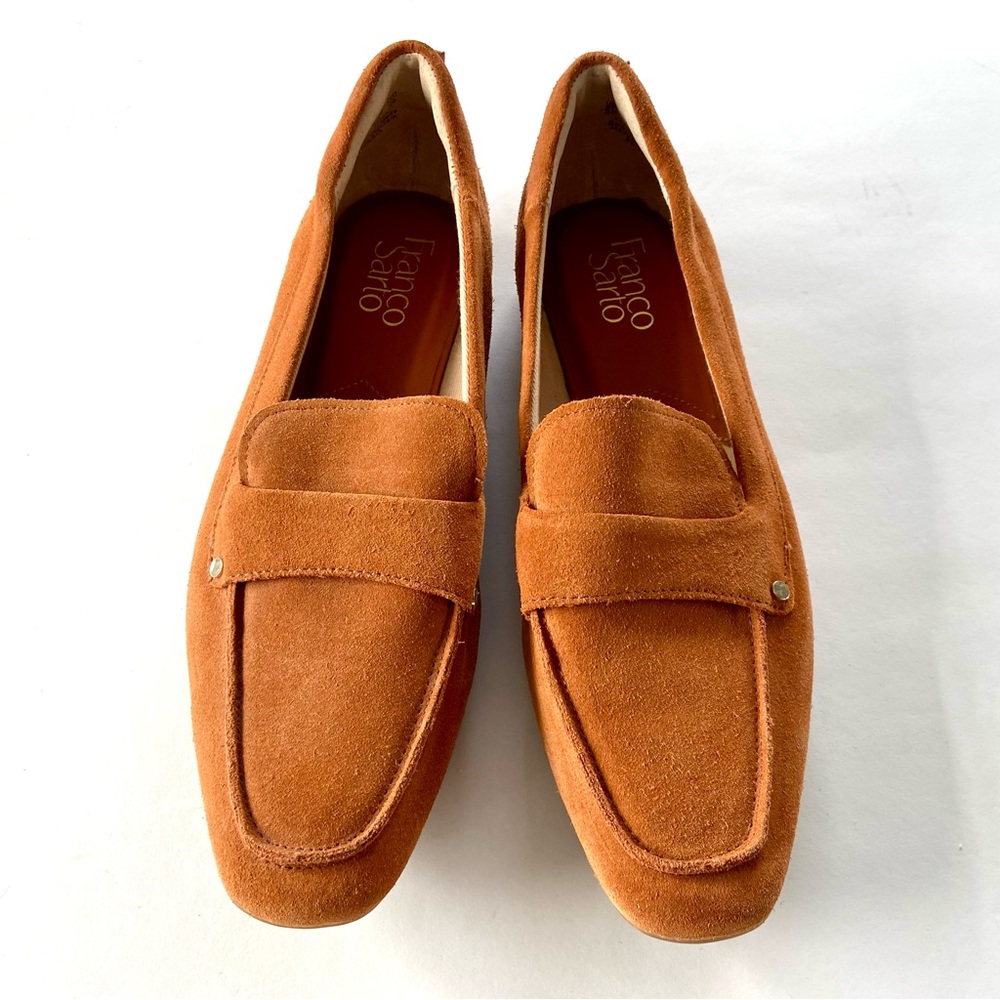Franco Sarto Orange Leather Loafers | Size 9 | Suede Flats
